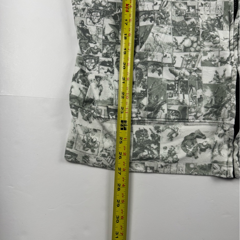 Universal Marvel All-Over Comic Print Zip Hoodie - Gray/Black with Red Logo - Picture 5 of 8